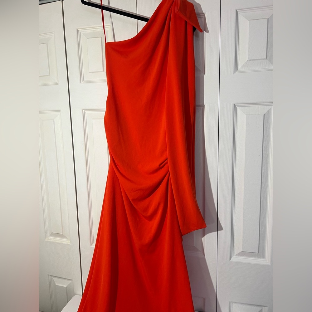 ZARA Coral Open Back One-Shoulder Maxi Dress. M NWT - Picture 10 of 11